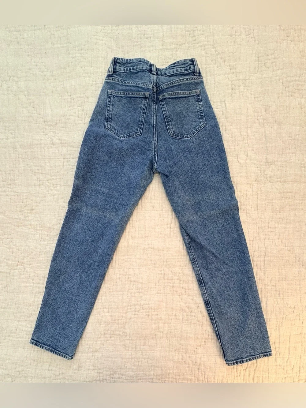 H&M Women High-Rise Straight Leg Blue Jeans Classic SZ 2 Faded Denim Casual